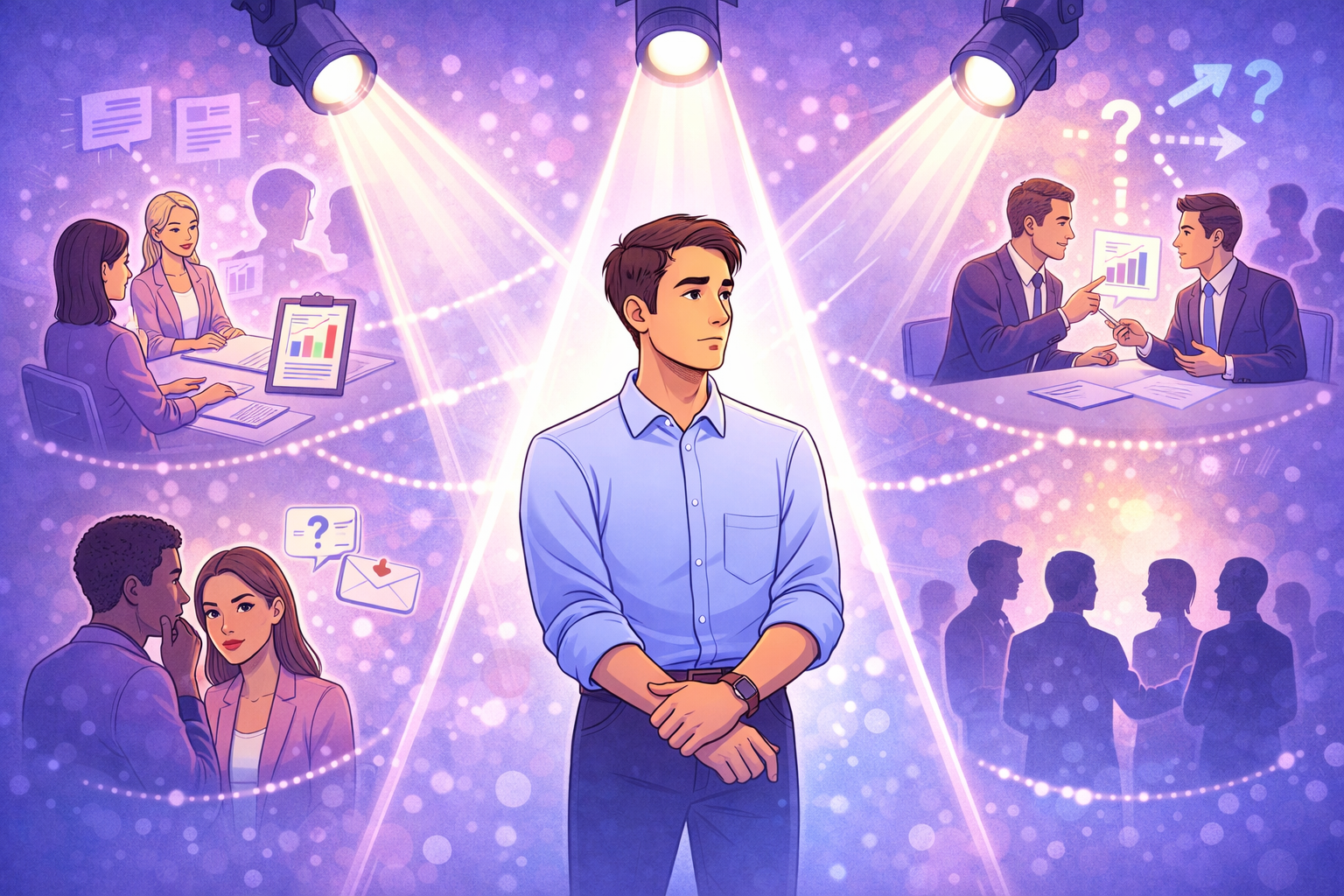 Small group leadership workshop or facilitated discussion in a modern, light-filled workspace.